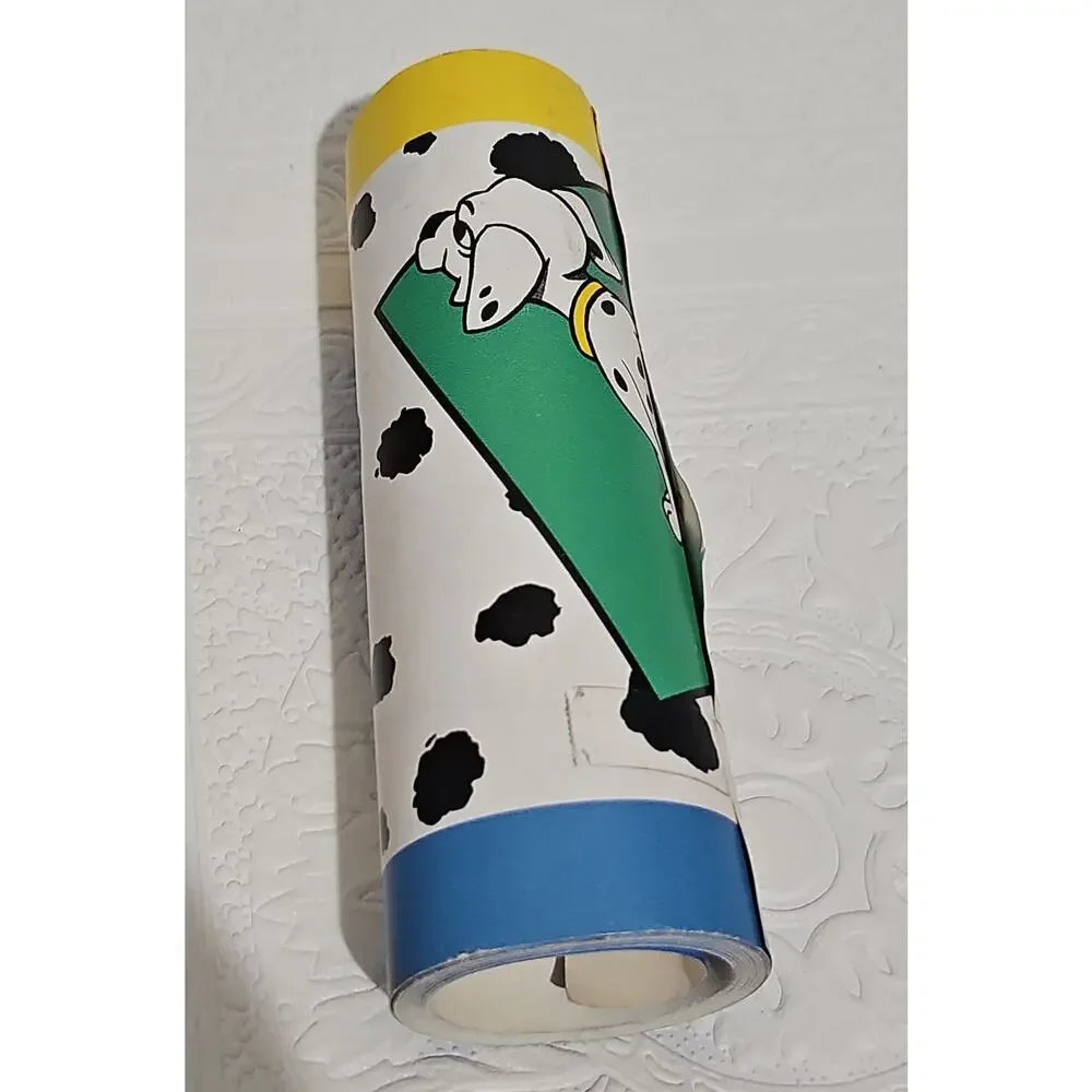 Vintage Disney 101 Dalmatians Border Wallpaper 90s Yellow Blue Red